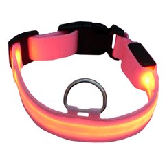 Світлодіодний нейлоновий нашийник для собак з USB зарядкою (рожевий, XL)
