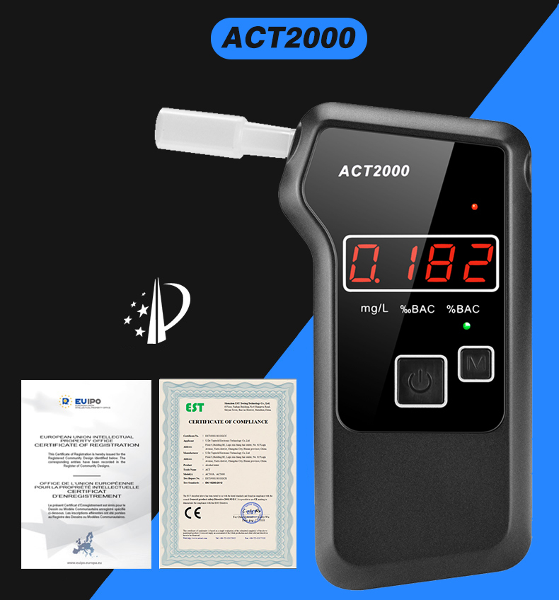 акумуляторний алкотестер ACT1688 із заряджанням USB Type-C