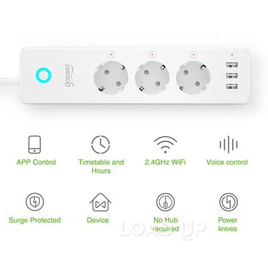 Мережевий фільтр (подовжувач) для розумного дому Gosund P1 (Wi-Fi, голосове керування)