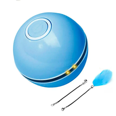 Інтерактивна іграшка м'яч для котів Johold JO730 (Type-C, LED, блакитний)