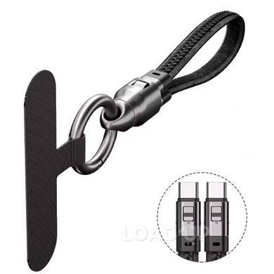Кабель-брелок Greenport (Type-C, PD3.1, 240W, 22см, Черный)