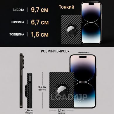 Кошелек-картхолдер MN-3465 (Алюминий, RFID-защита, Pop-up, Черный карбон)