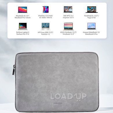 Чехол для ноутбука Ugreen 60985 (13.3", PU-кожа, водостойкий, Серый)