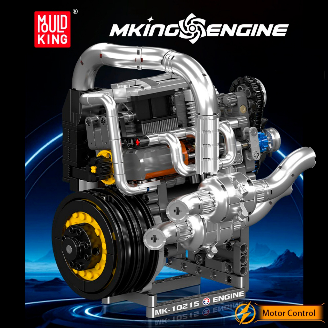Модель двигуна суперкара MOULD KING 10215 з турбокомпресором і радіатором фото 4