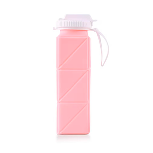 Гибкая бутылка, фляга для воды Bangxing X447 (620 мл, силикон, складывается, розовая)
