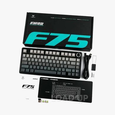 Беспроводная механическая клавиатура AULA F75 (75 клавиш, Type-C, Bluetooth, 2.4 Ггц, Glacier Blue Reaper Axis)