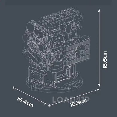 Конструктор Mould King 10235 Турбированный двигатель 4G63T L4 (811 деталей)