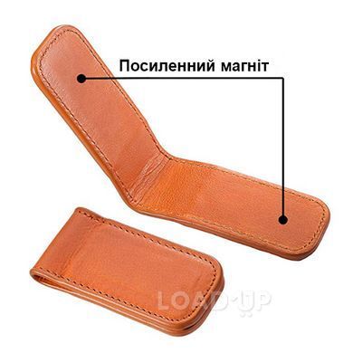 Затискач для грошей з натуральної шкіри (Магнітний, Чорний)