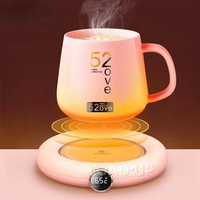 Підставка для чашки з підігрівом (10 Вт, USB, рожева)