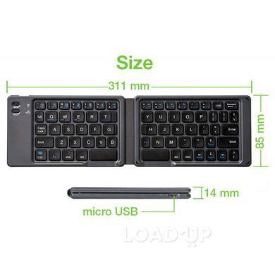 Складна бездротова клавіатура BK001 (Bluetooth, Чорний)