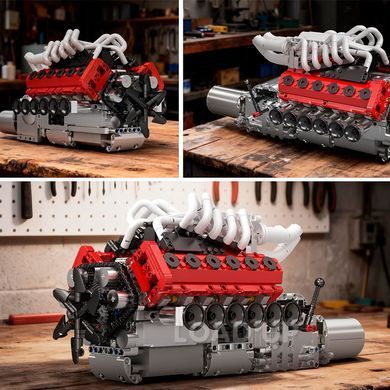 Конструктор Mould King 10210 Атмосферный двигатель Ferrari V12 (1366 деталей)