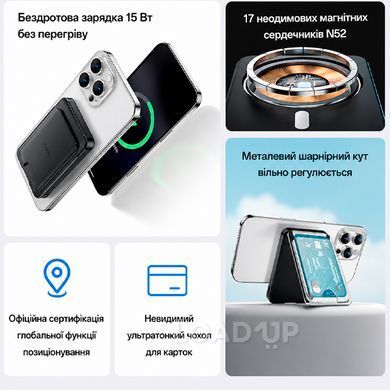 Павербанк-картхолдер Yesido YP93 (5000 мАч, 20 Вт, MagSafe, Магнитный)