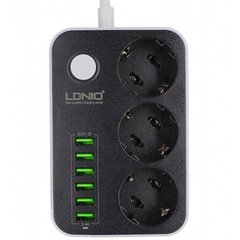 Мережевий фільтр (подовжувач) LDNIO SE3631 (3 розетки, 6 USB)