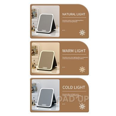 Дзеркало для макіяжу LoadUP V2 (LED підсвітка, настільне, Type-C, рожеве)