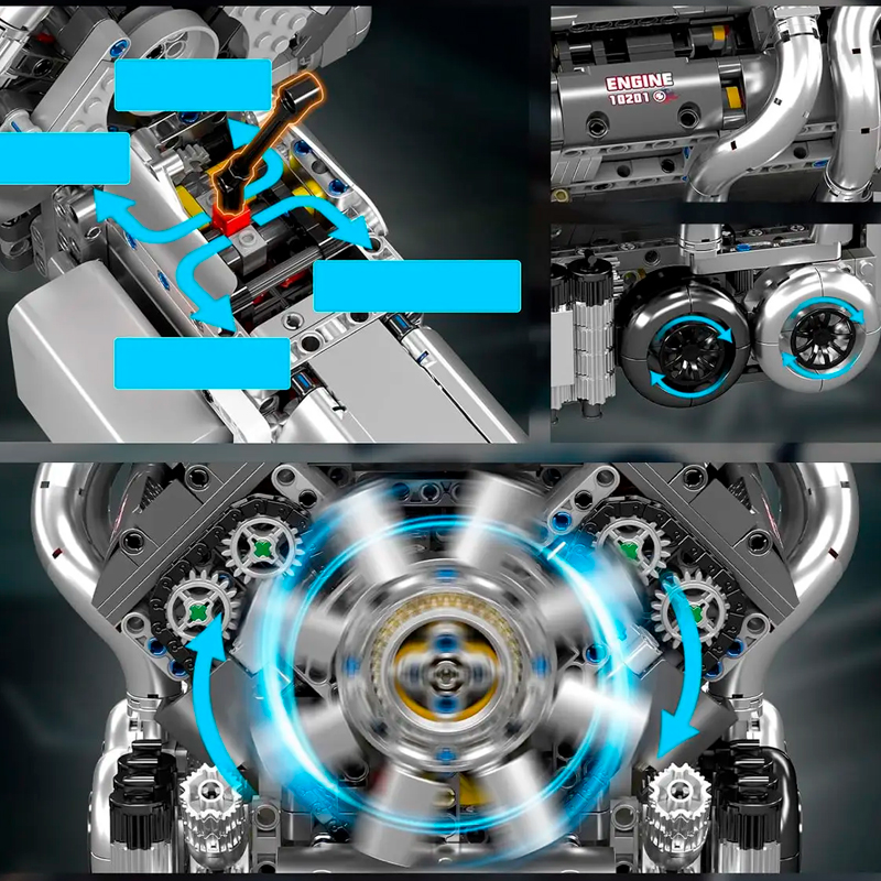 Конструктор MOULD KING 10201 Motorised Hypercar W16 Engine and Gearbox фото 1