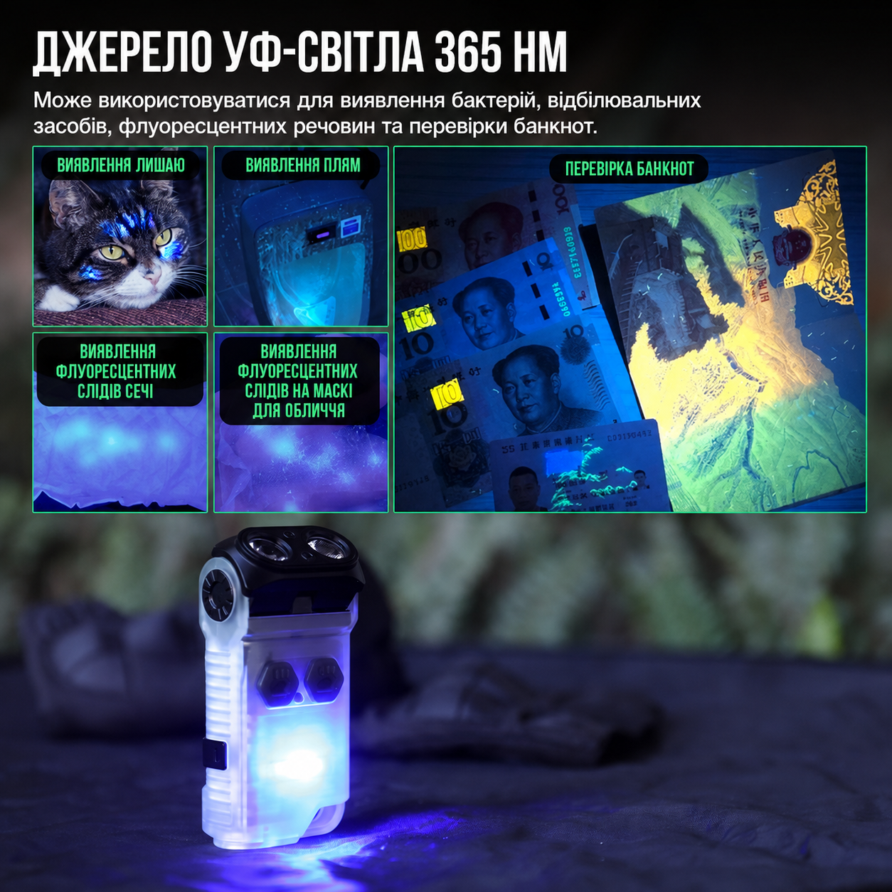 TrustFire MINIX5 ліхтар з UV 365 нм та червоним світлом