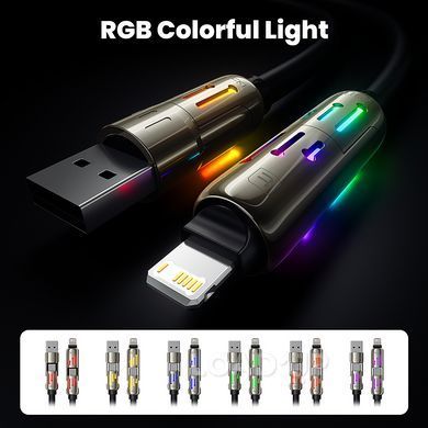 Кабель Toocki 4-в-1 RGB (240W, силиконовый, быстрая зарядка) (4 / 5) - LOADUP.COM.UA Кабель Toocki 4-в-1 RGB (240W, силиконовый, быстрая зарядка)