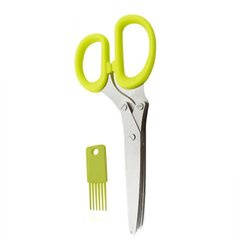 Кухонные ножницы для нарезки зелени (5 лезвий, нержавеющая сталь, зеленые)