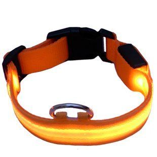 Світлодіодний нейлоновий нашийник для собак з USB зарядкою (жовтий, XS) (1 / 7)