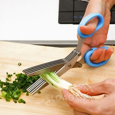 Кухонные ножницы для нарезки зелени (5 лезвий, нержавеющая сталь, зеленые)
