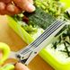 Кухонные ножницы для нарезки зелени (5 лезвий, нержавеющая сталь, синие)