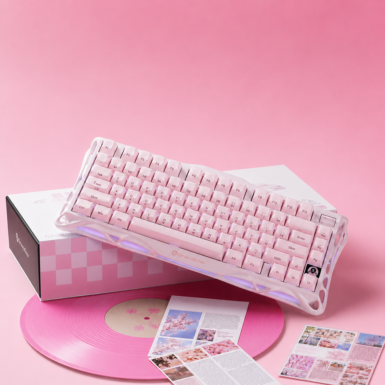 RGB підсвітка клавіатури GravaStar Mercury K1 Sakura Pink