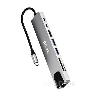 USB Type-C хаб, концентратор зі швидкою зарядкою (Ethernet, HDMI, 8 у 1)