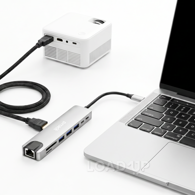 USB Type-C хаб, концентратор зі швидкою зарядкою (Ethernet, HDMI, 8 у 1)