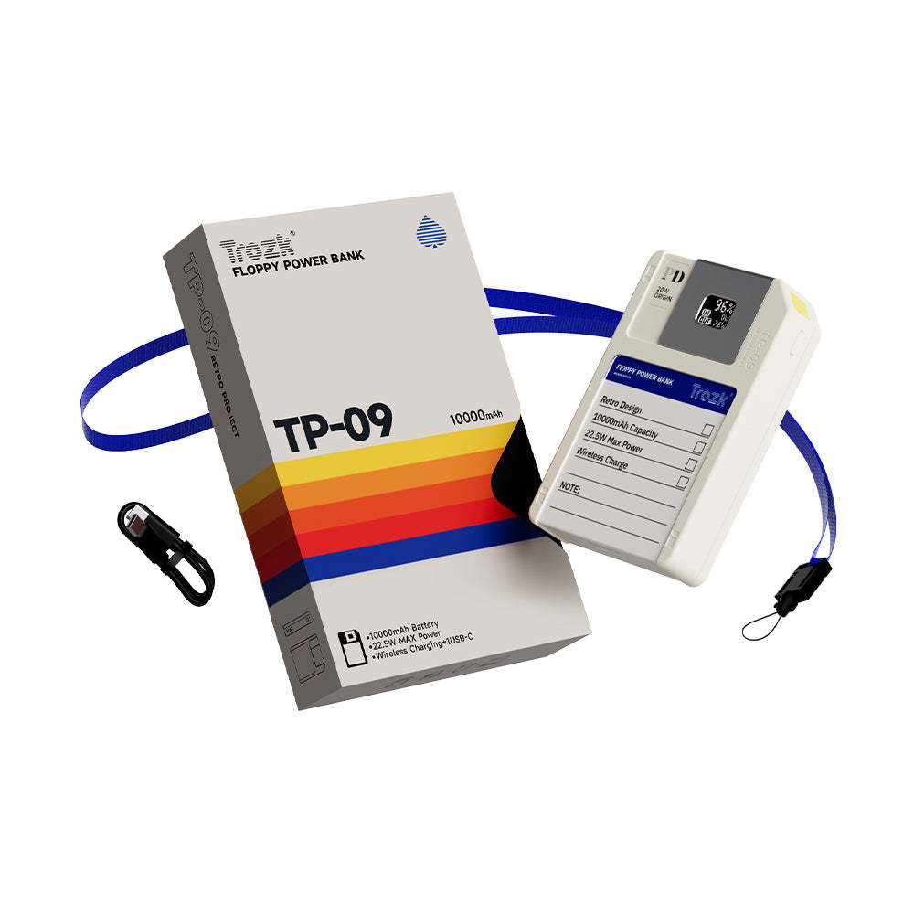 TROZK Floppy магнітний павербанк у дизайні дискети з цифровим дисплеєм