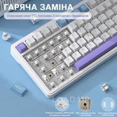 Беспроводная механическая клавиатура&zwnj; Attack SHARK X85 (82 клавиши, BT, 2.4 ГГц, USB Type-C,&zwnj; Grape Purple Gradient)
