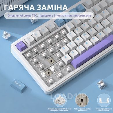 Беспроводная механическая клавиатура&zwnj; Attack SHARK X85 (82 клавиши, BT, 2.4 ГГц, USB Type-C,&zwnj; Grape Purple Gradient)
