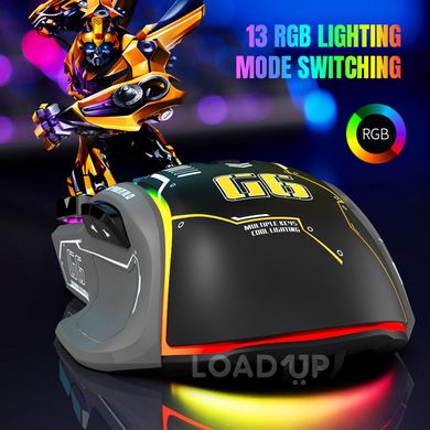 Ігрова мишка Ziyoulang G6 (12 клавіш, RGB, custom macro, Black)