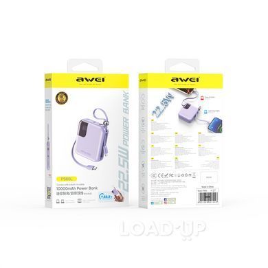 Повербанк AWEI P560L (10000mAh, 22.5W, Чорний)