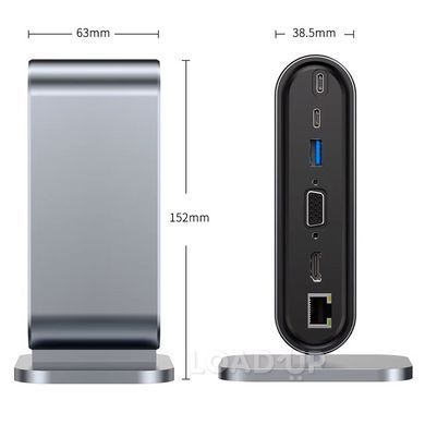 USB-C Хаб JustLink JL-CX12-1 (12 в 1, 4К, Сірий)