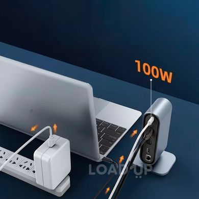 USB-C Хаб JustLink JL-CX12-1 (12 в 1, 4К, Сірий)