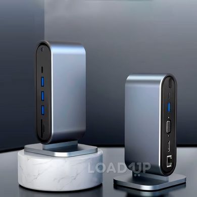 USB-C Хаб JustLink JL-CX12-1 (12 в 1, 4К, Сірий)