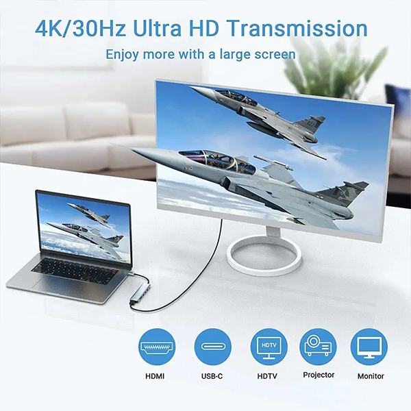 USB Type-C хаб 7 в 1 алюминиевый корпус фото 4