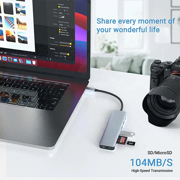 USB Type-C хаб 7 в 1 картридер фото 3