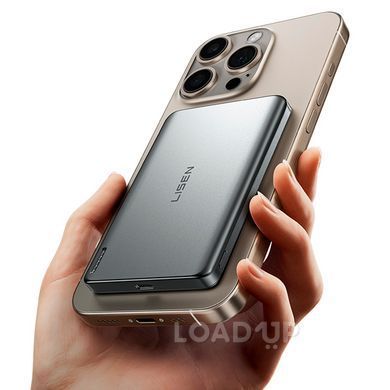 Павербанк LISEN Ultra Slim (Магнитный, 5000 мАч, Беспроводной, Серый)