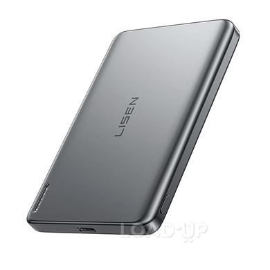 Павербанк LISEN Ultra Slim (Магнитный, 5000 мАч, Беспроводной, Серый)
