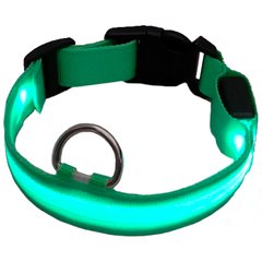 Світлодіодний нейлоновий нашийник для собак з USB зарядкою (зелений, XS)