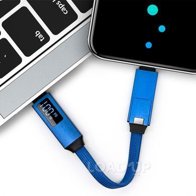 Кабель-брелок 4-в-1 (100 Вт, 5 А, Type-C, Micro-USB, Черный)