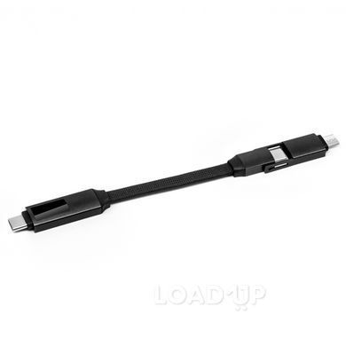 Кабель-брелок 4-в-1 (100 Вт, 5 А, Type-C, Micro-USB, Черный)