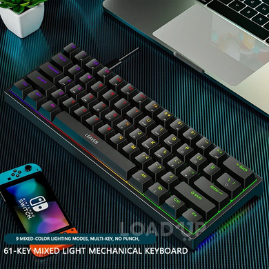 Механічна клавіатура Leaven К620 (61 клавіша, USB Type-C, Black)