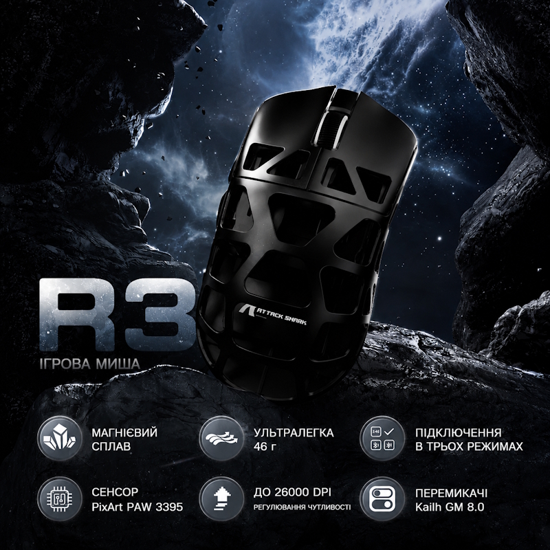 Attack SHARK R3 сенсор PAW3395 фото 2