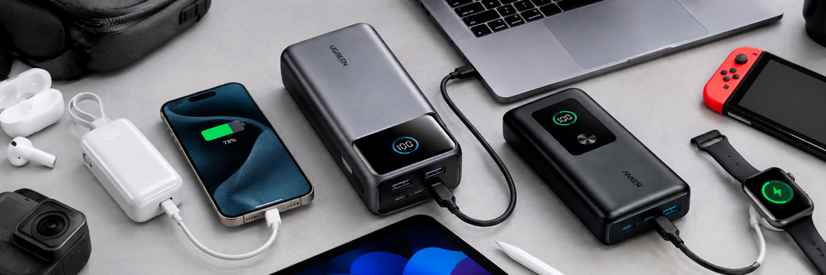 Порти USB Type-C та USB-A і кабелі для павербанка