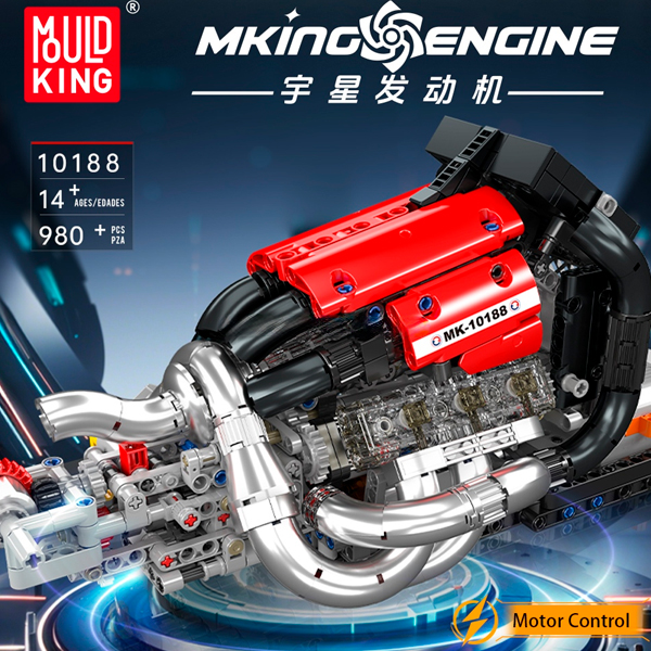процес складання двигуна Mould King 10188