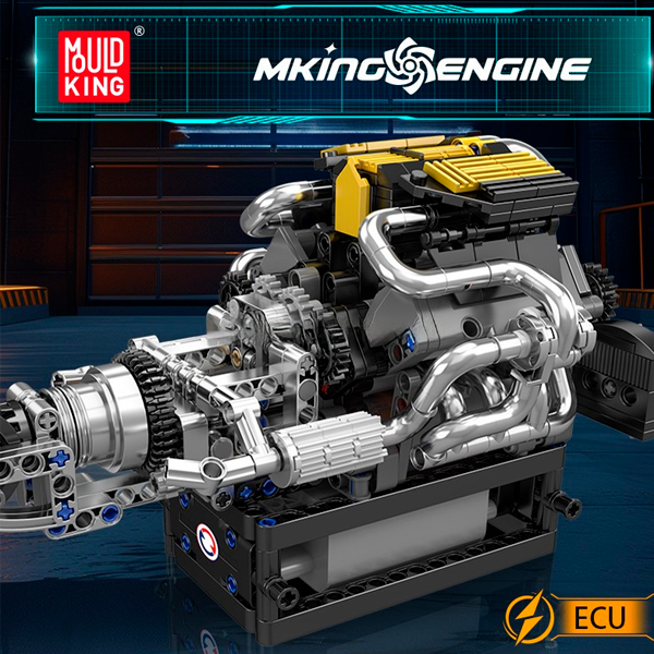 процес складання двигуна Mould King 10207 PAG Supercar